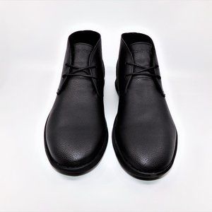 Black Calvin Klein shoes, rubber sole, for men.